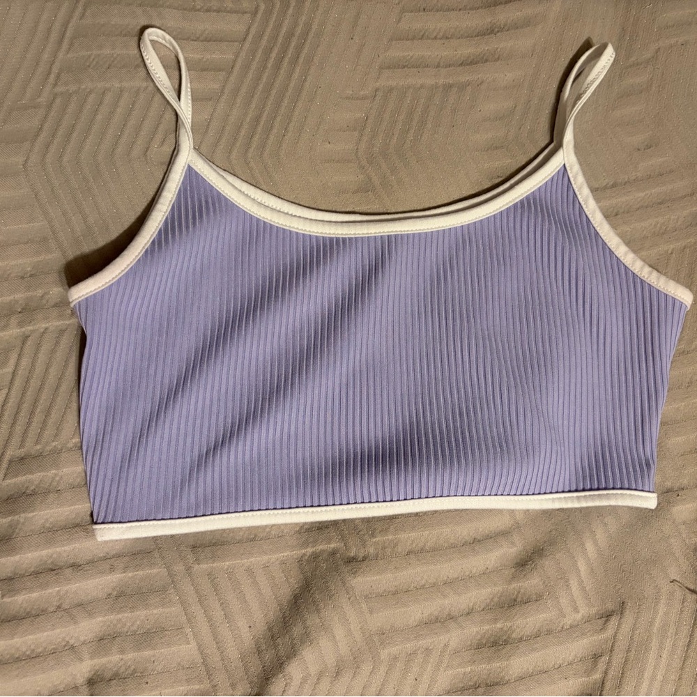 SHEIN Lavender Ribbed Camisole with White Trim